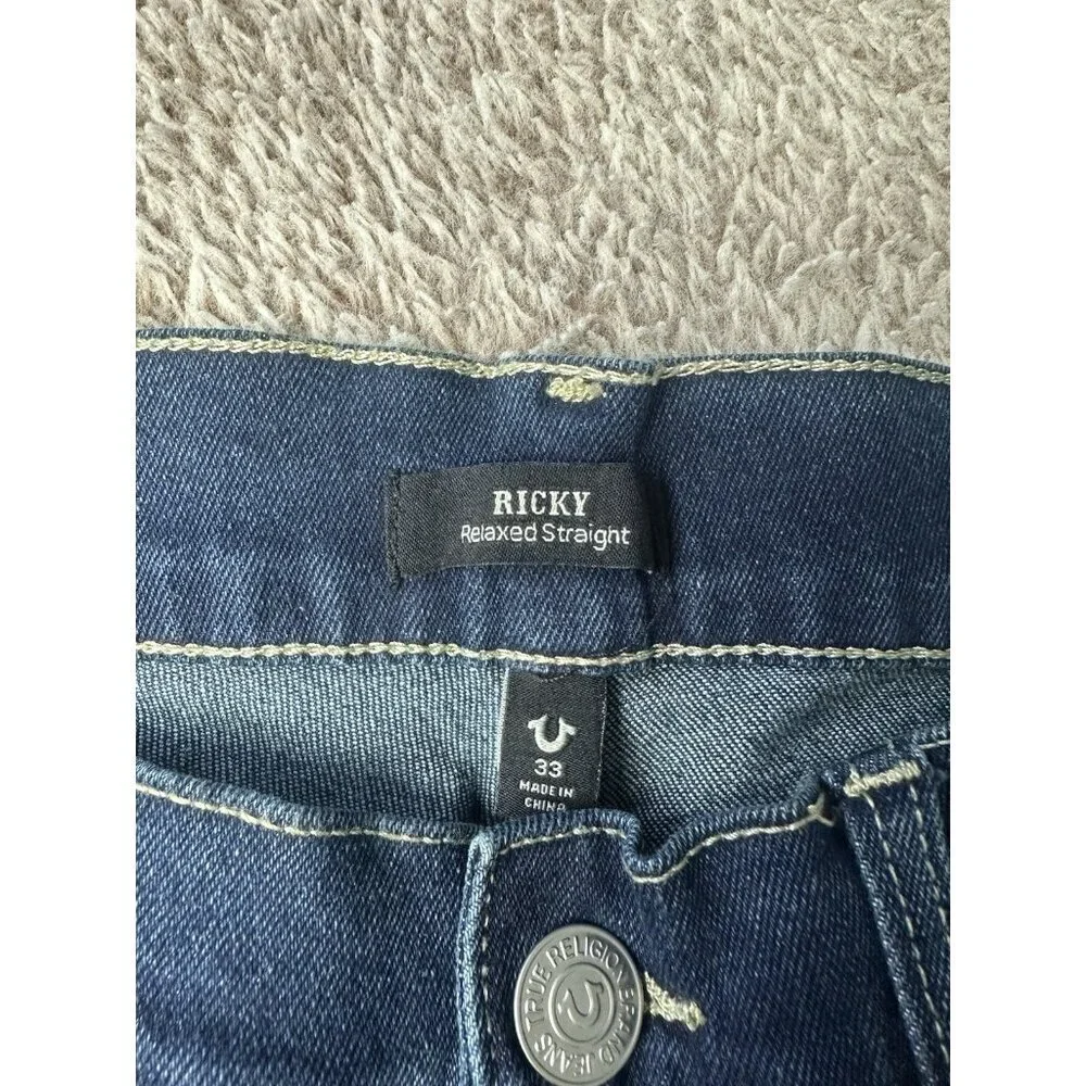 True Religion Ricky SN Flap Straight Jeans Men’s 33 Blue NWT $159